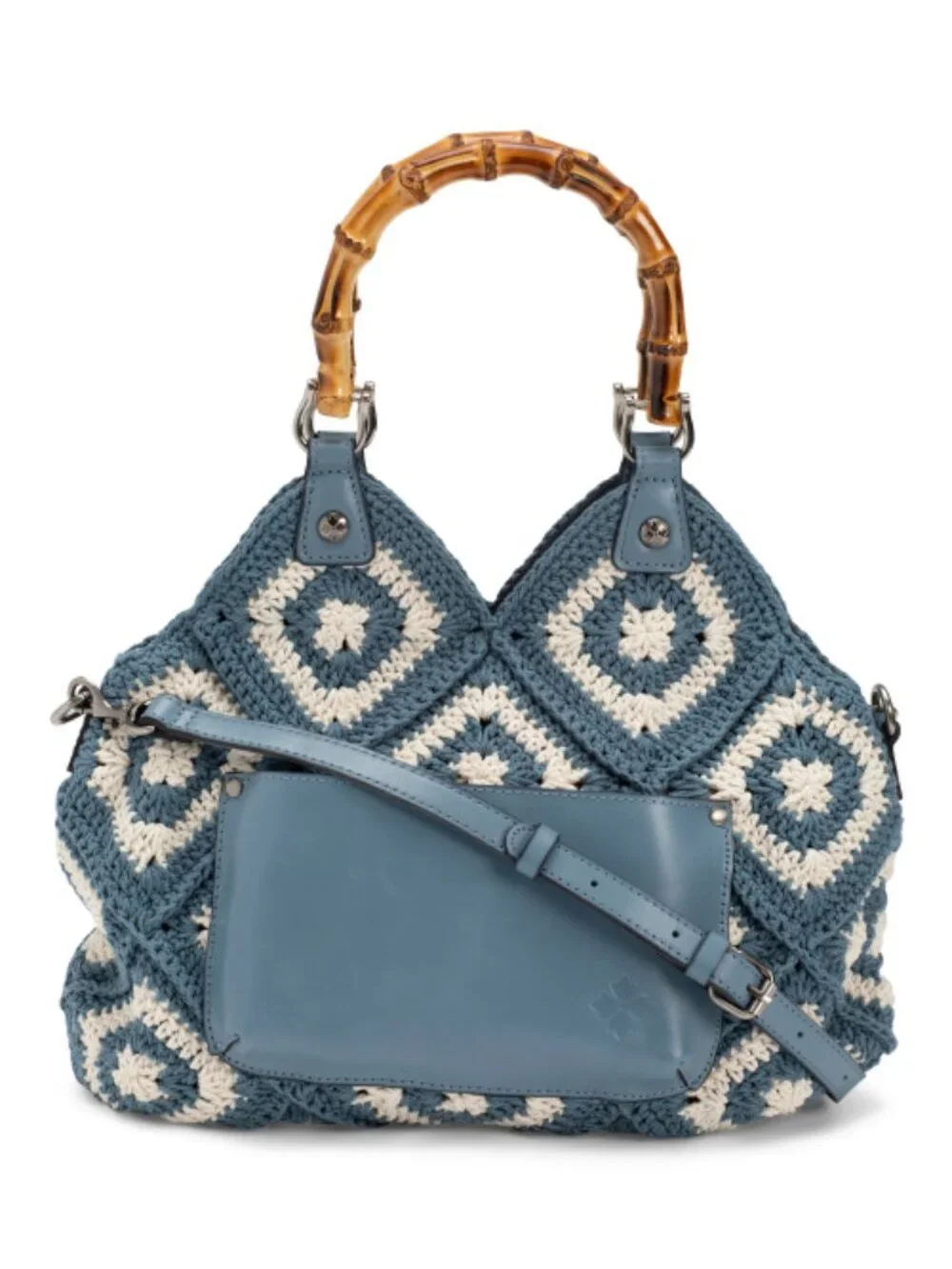 PATRICIA NASH Delphi Cotton Crochet And Leather Tote With Crossbody
